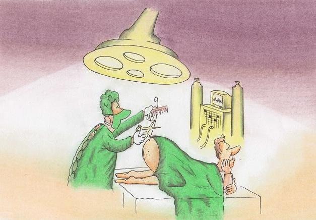 Kıl dönmesi ameliyatını anlatan tıbbi karikatür