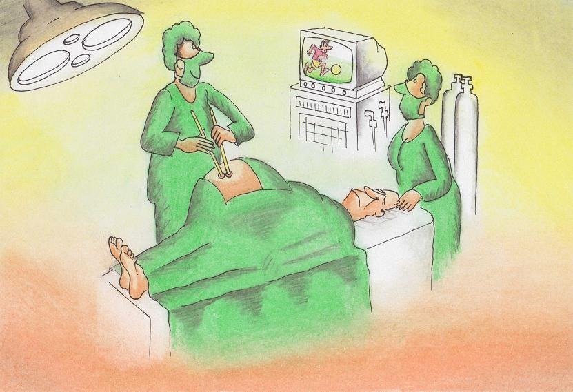 Safra kesesi ameliyatını anlatan tıbbi karikatür