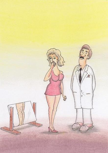 Varis değerlendirmesini anlatan tıbbi karikatür